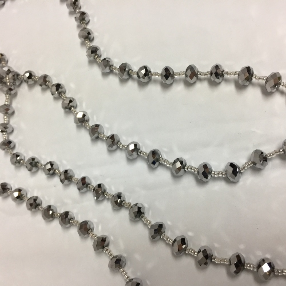 Silver Glass Bead Necklace Costume Fashion Jewelry